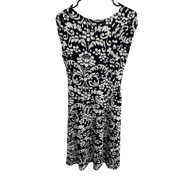 En Focus Studi Ruched Waist Black White Patterned Dress Size 12 - Picture 2 of 9